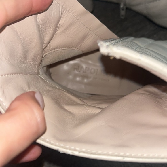 Napoleoni Quilted Italian Leather Boots off white - Picture 5 of 10